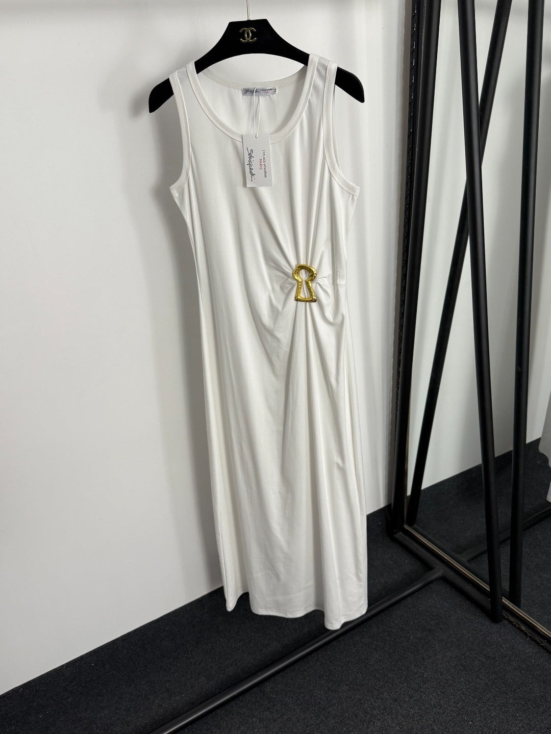 Pleated, fitted waist vest dress