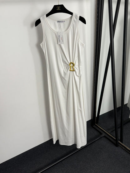 Pleated, fitted waist vest dress