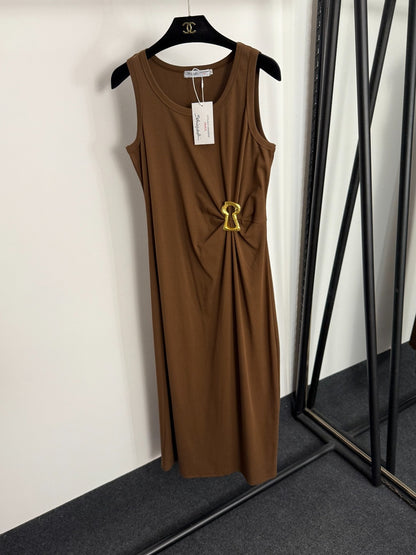 Pleated, fitted waist vest dress