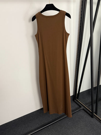 Pleated, fitted waist vest dress
