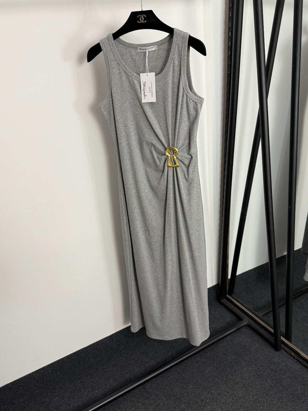 Pleated, fitted waist vest dress