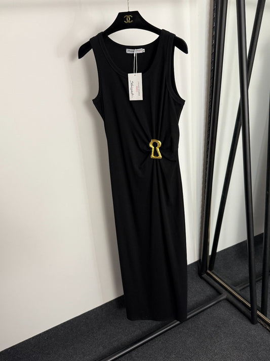 Pleated, fitted waist vest dress