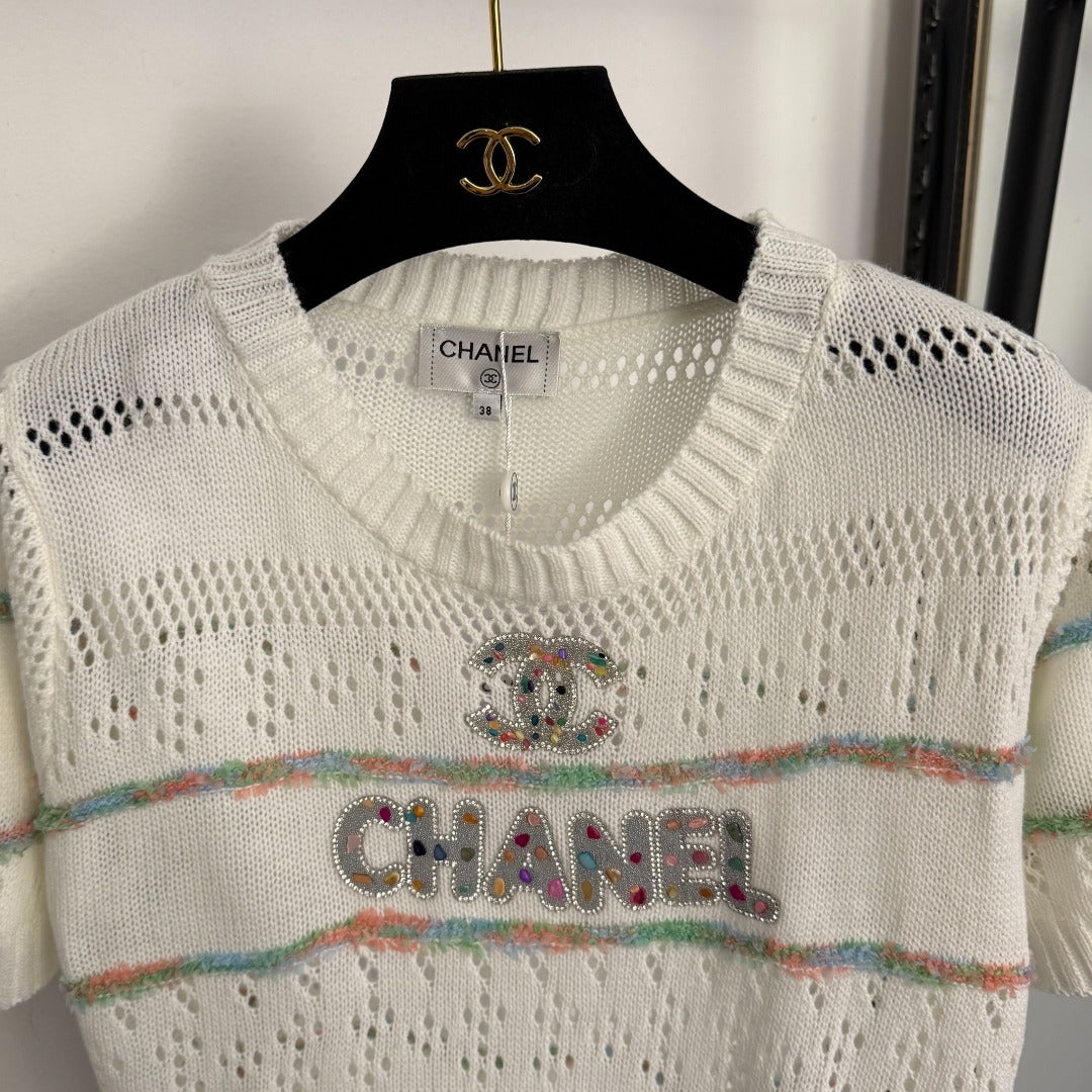 Openwork short-sleeved top