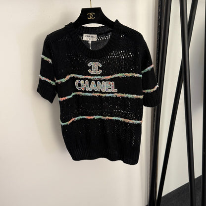 Openwork short-sleeved top