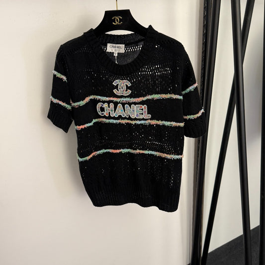 Openwork short-sleeved top
