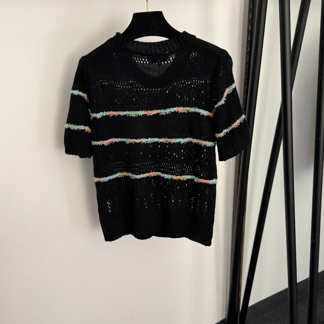 Openwork short-sleeved top