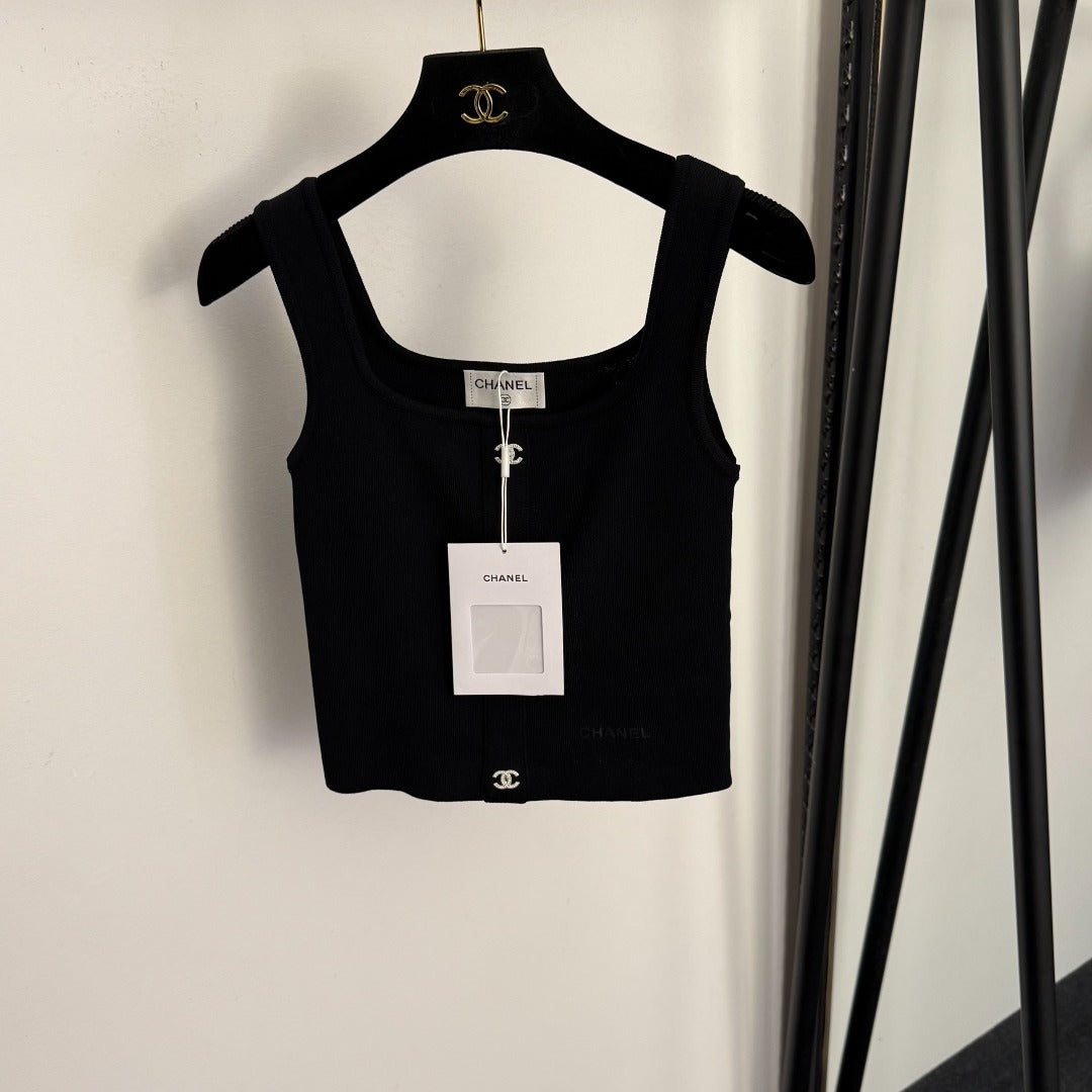 Rhinestone-studded logo camisole