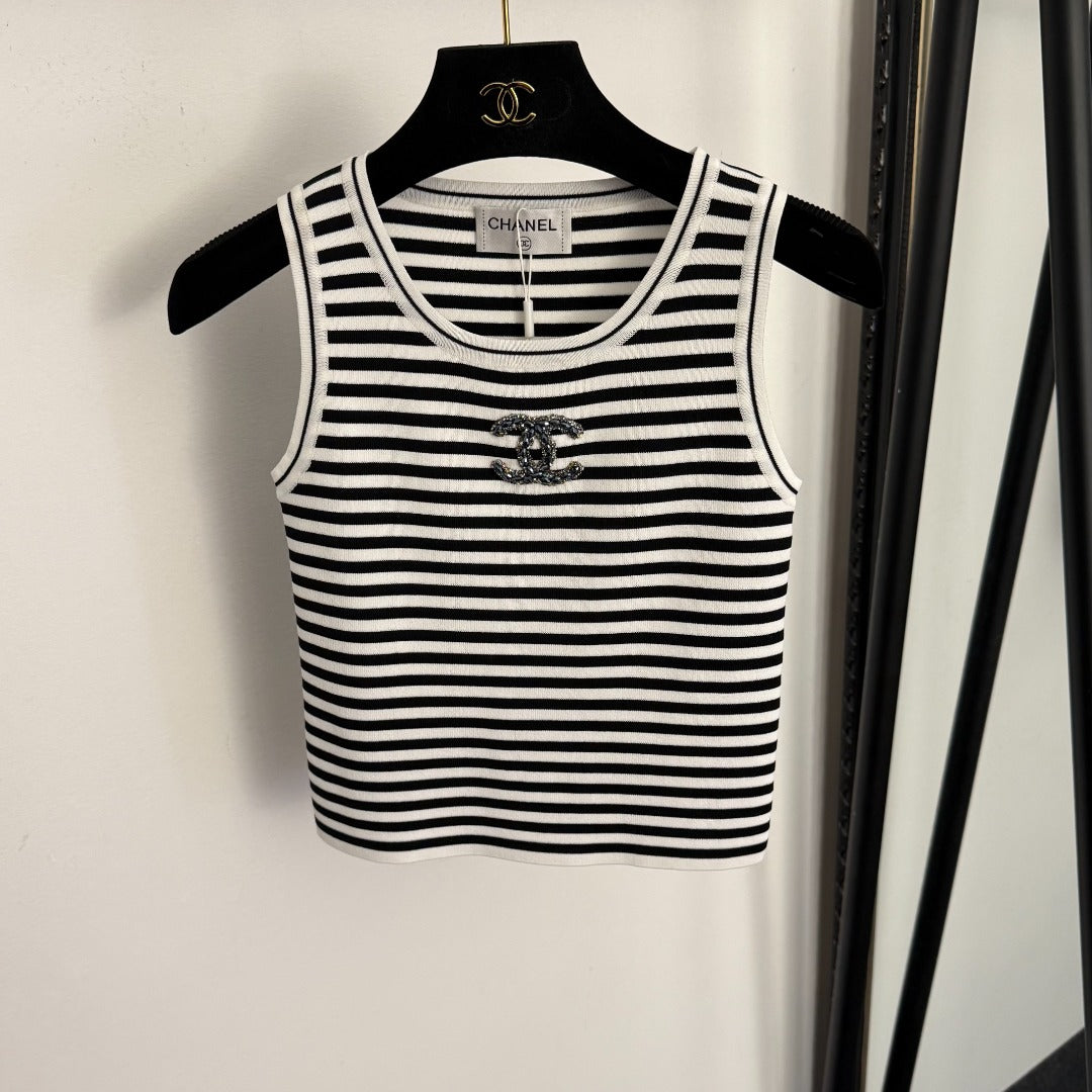 Striped knit vest