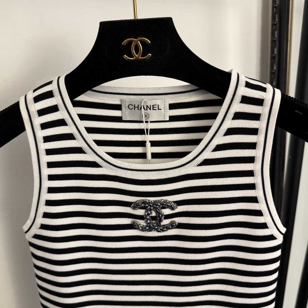 Striped knit vest