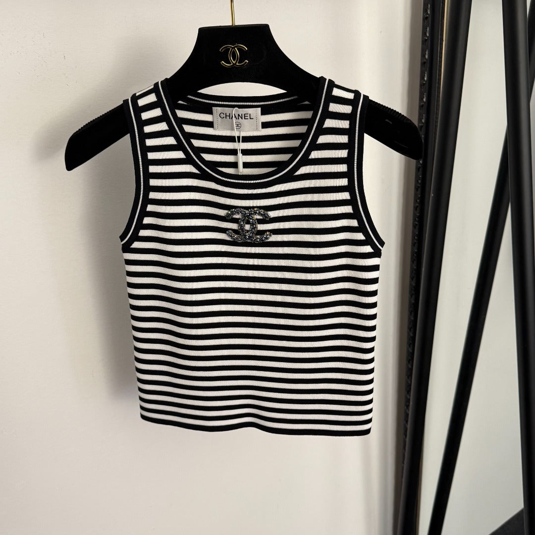 Striped knit vest