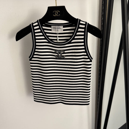 Striped knit vest