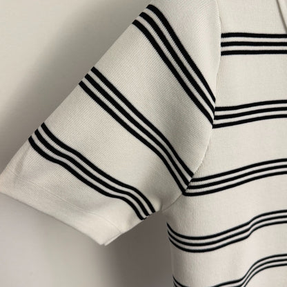 Striped collared short-sleeved top