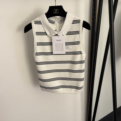 Striped collared vest