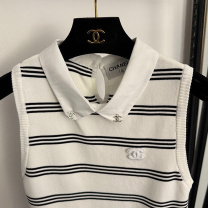 Striped collared vest