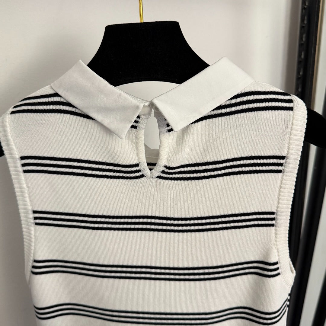 Striped collared vest