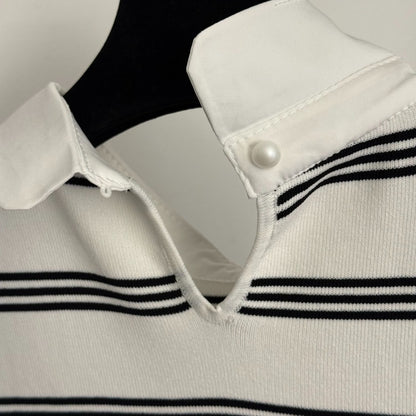 Striped collared vest