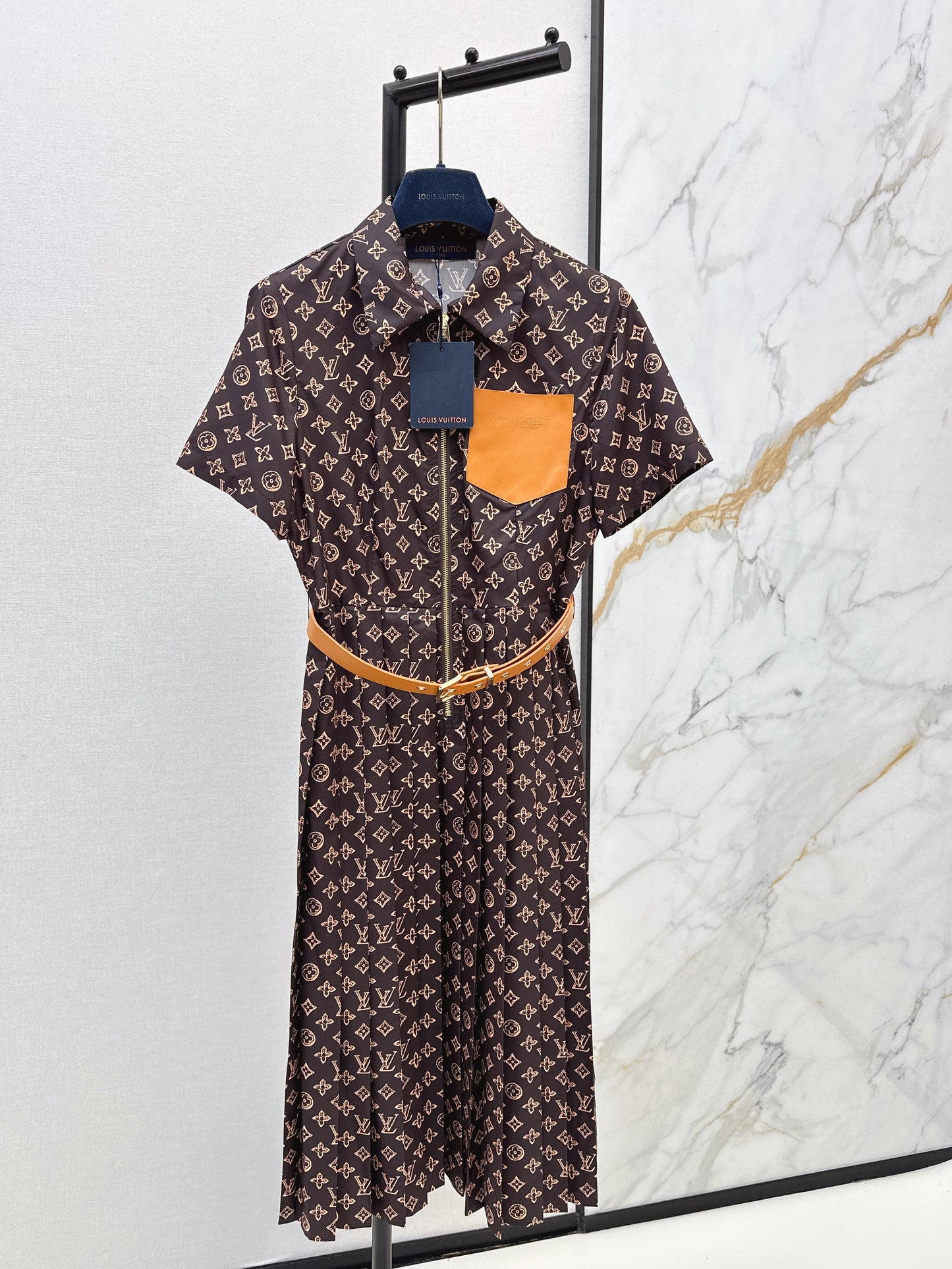 Printed Long Pleated Dress