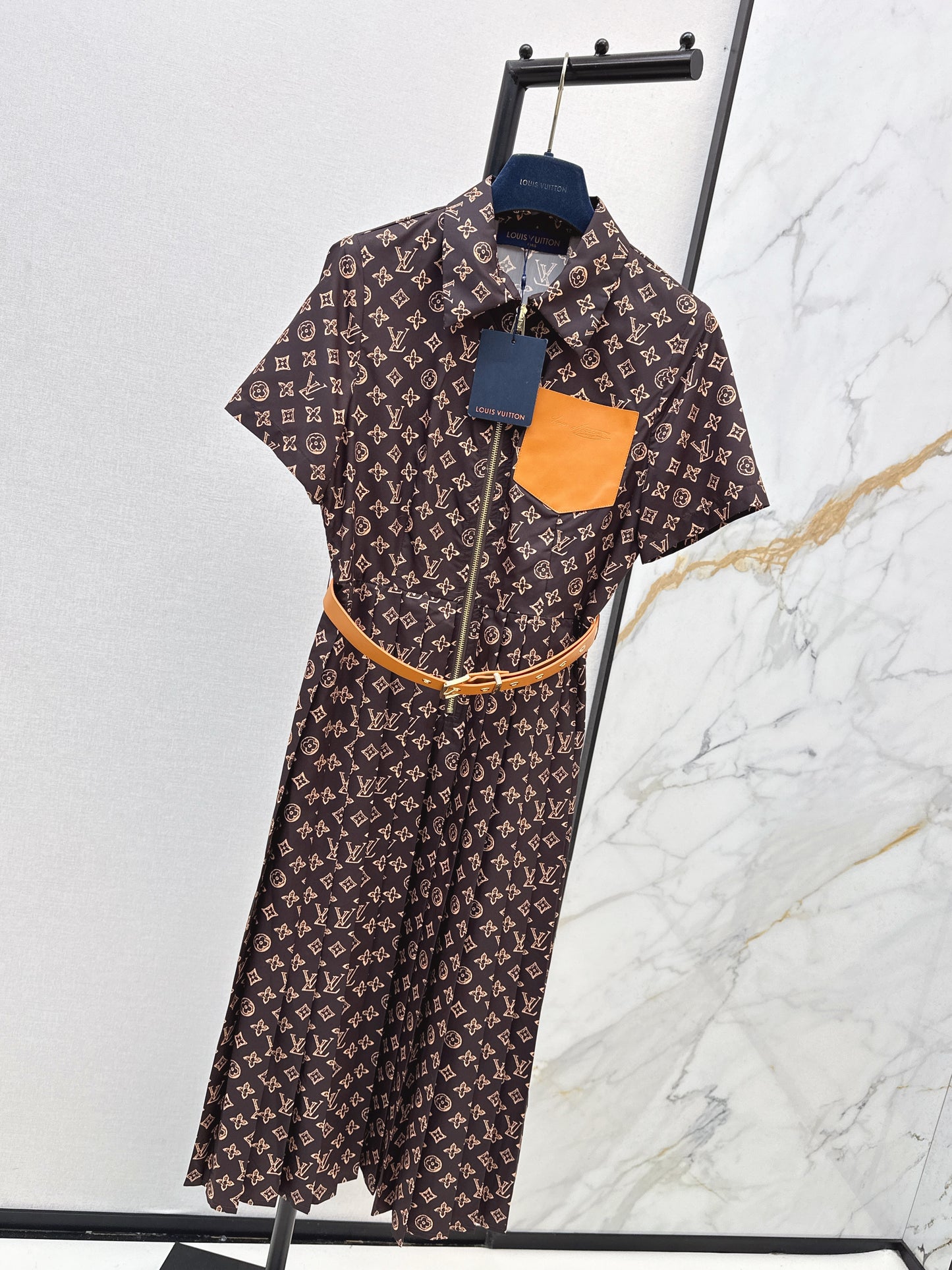Printed Long Pleated Dress