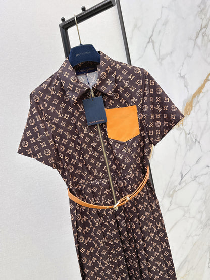 Printed Long Pleated Dress