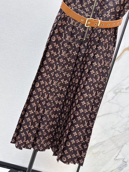 Printed Long Pleated Dress