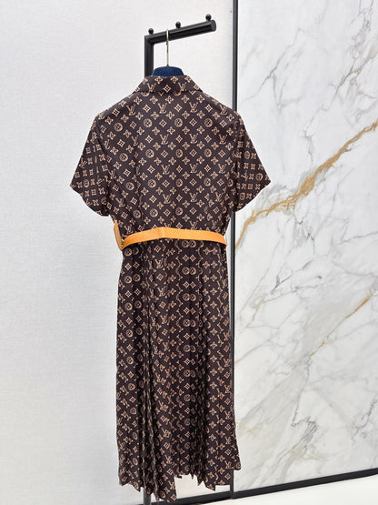 Printed Long Pleated Dress