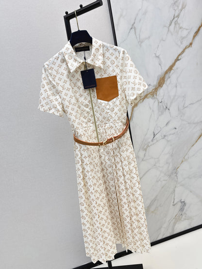 Printed Long Pleated Dress