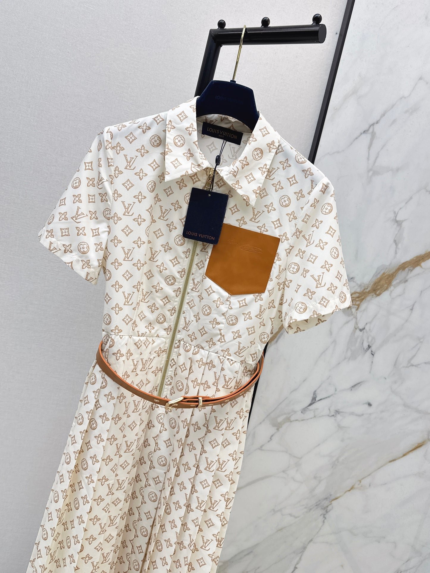 Printed Long Pleated Dress