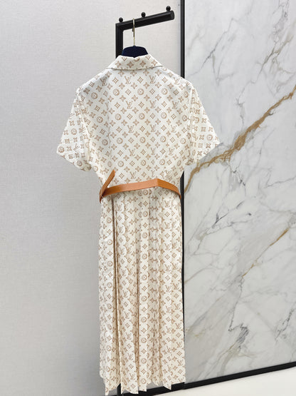 Printed Long Pleated Dress