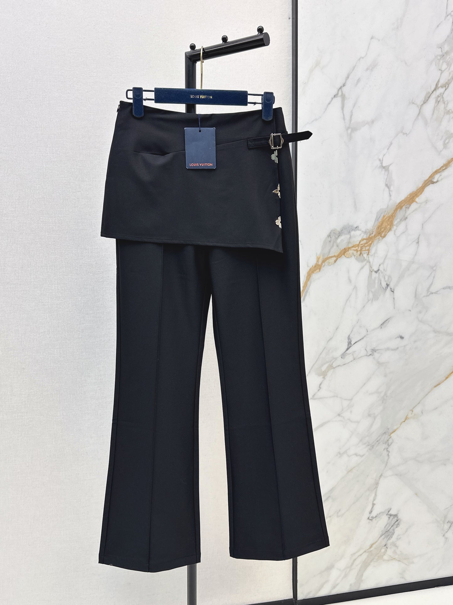 Metal-embellished flared culottes