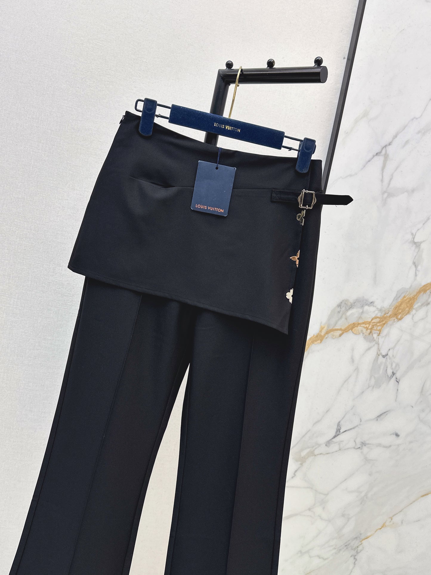 Metal-embellished flared culottes
