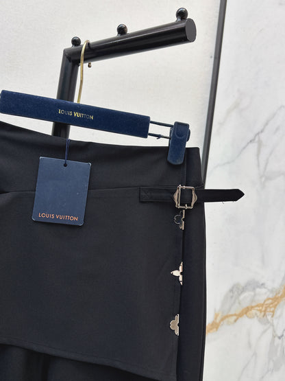 Metal-embellished flared culottes