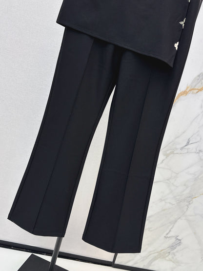 Metal-embellished flared culottes