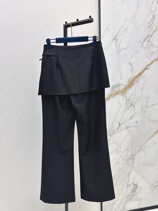Metal-embellished flared culottes