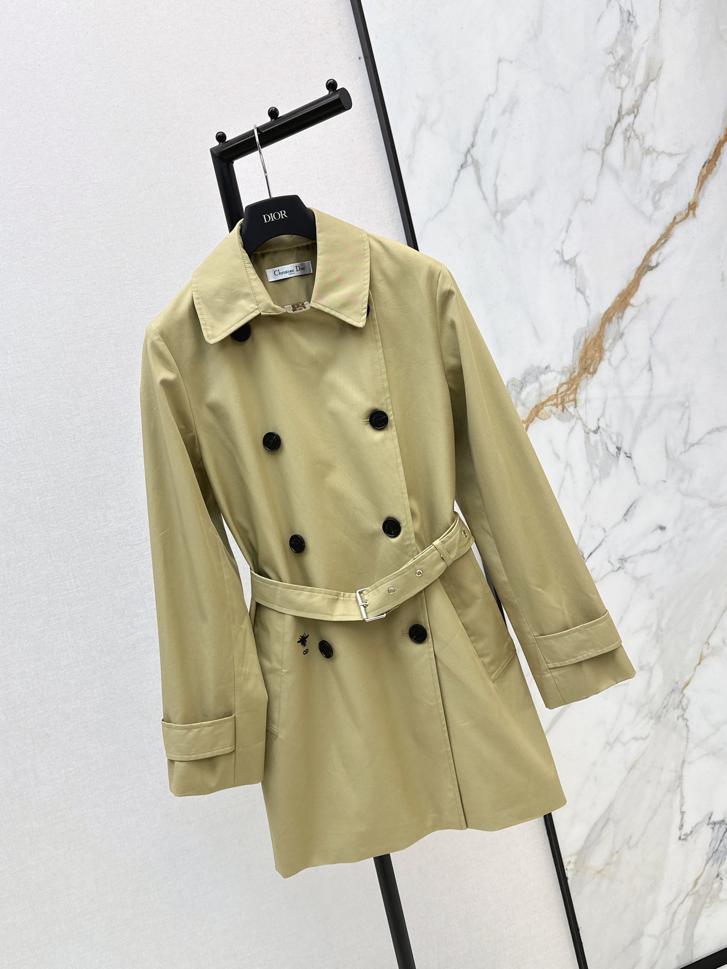 Mid-length, lapel trench coat