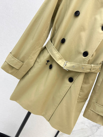 Mid-length, lapel trench coat