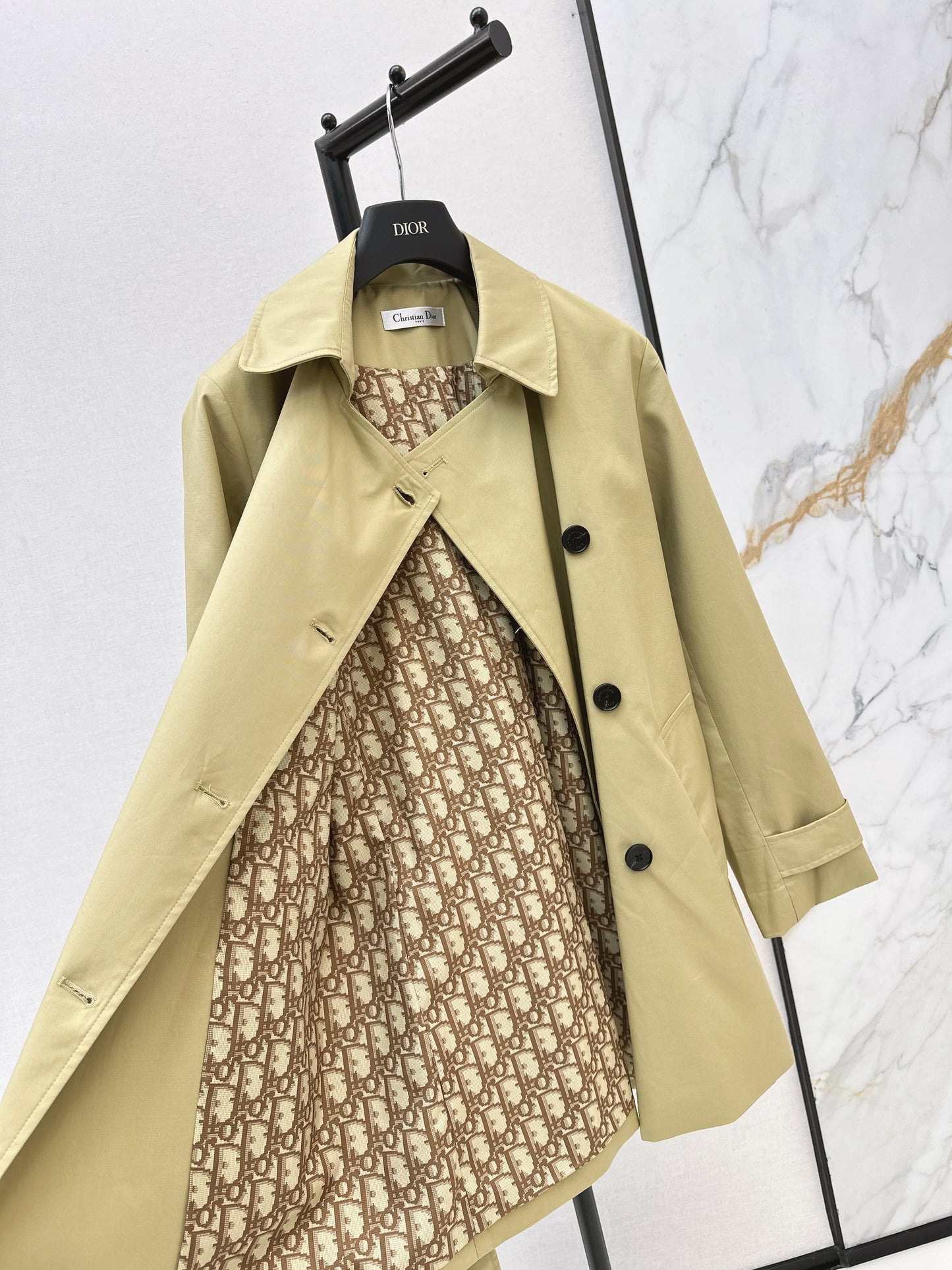 Mid-length, lapel trench coat
