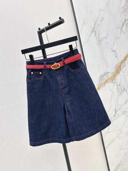 Denim mid-length shorts