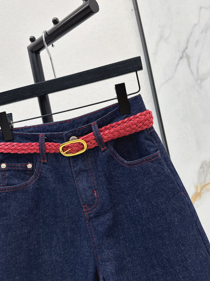 Denim mid-length shorts