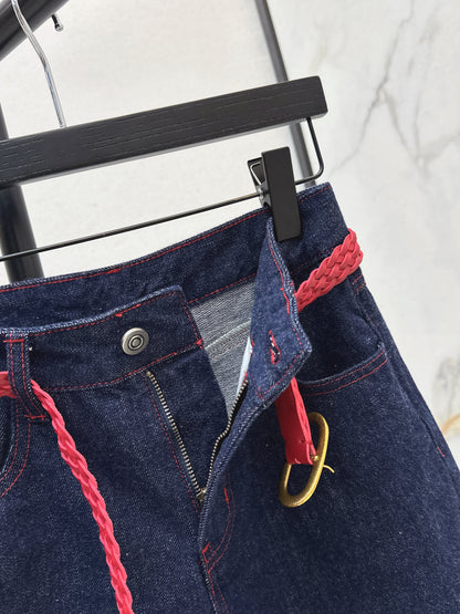 Denim mid-length shorts