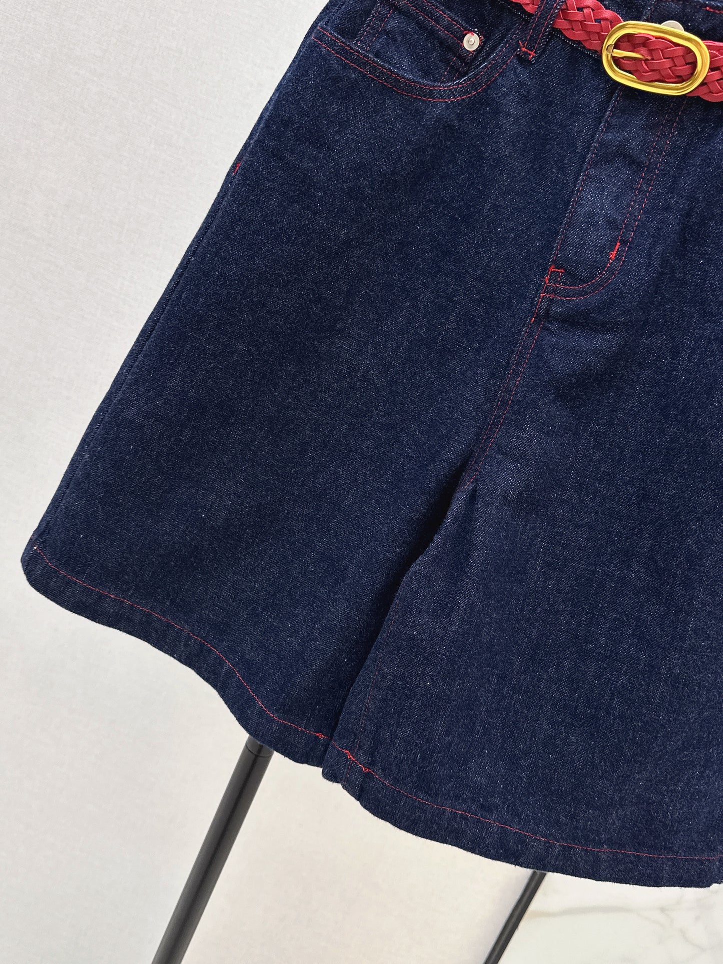 Denim mid-length shorts