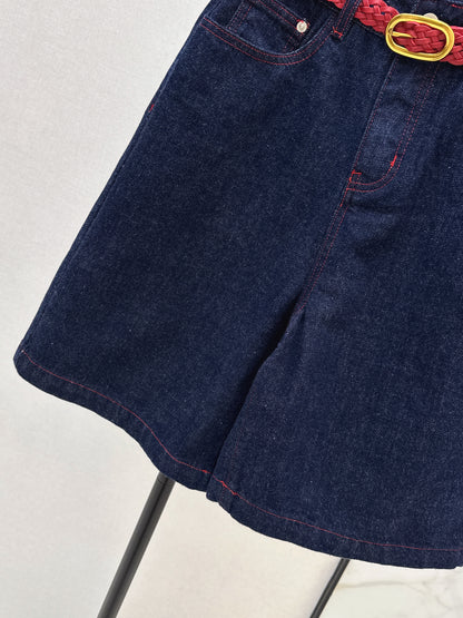 Denim mid-length shorts