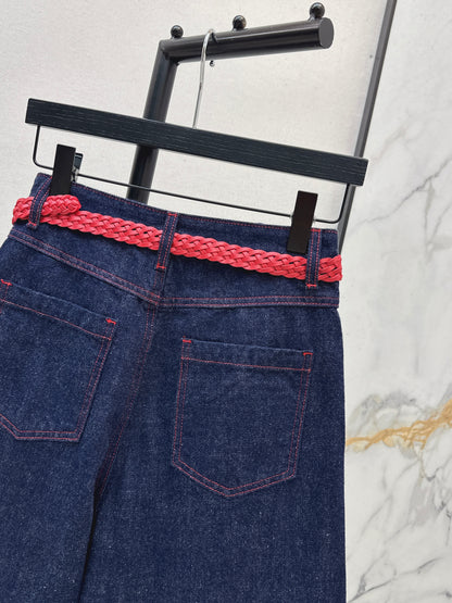 Denim mid-length shorts