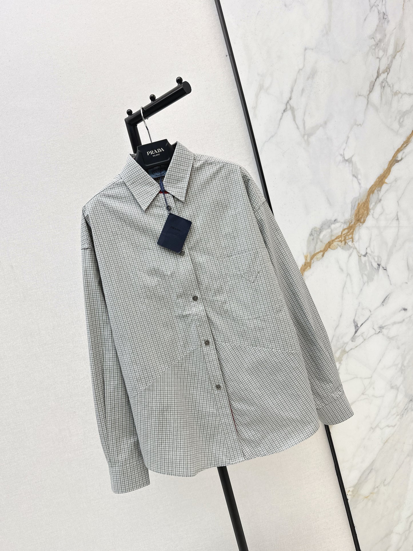 Triangle logo plaid shirt