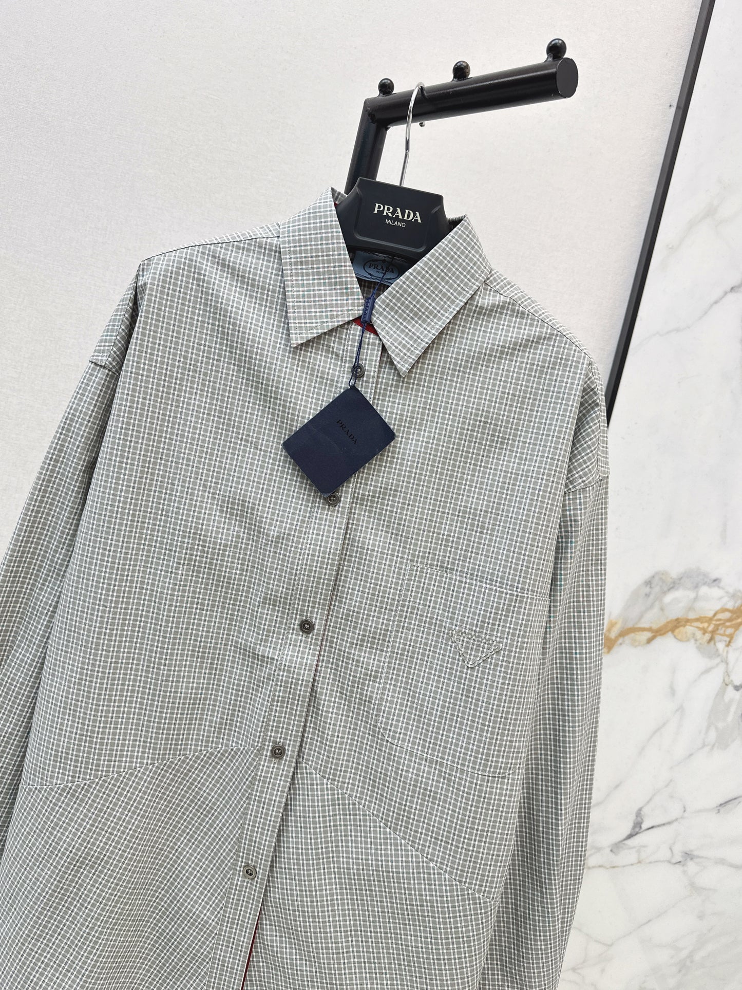 Triangle logo plaid shirt