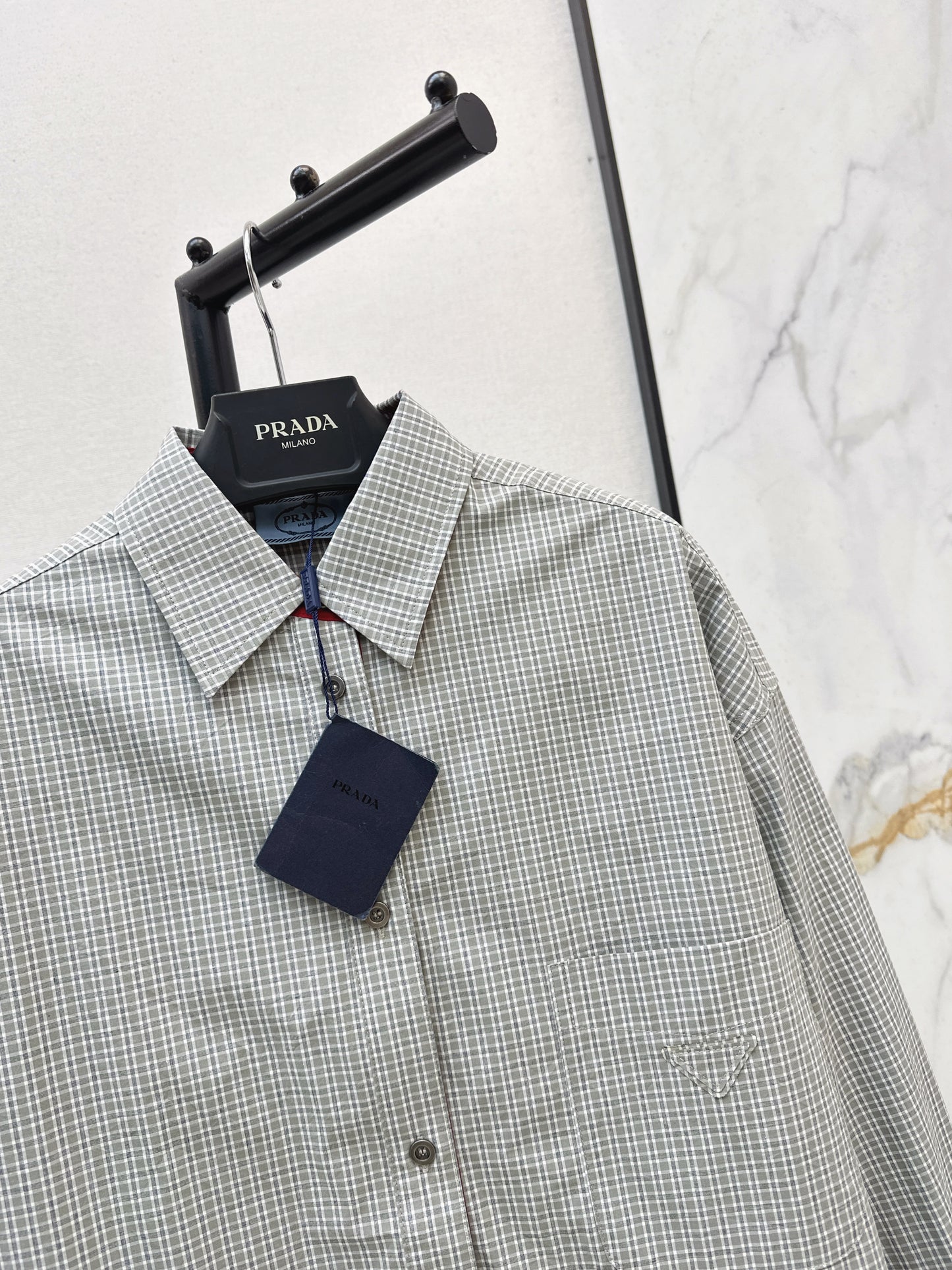 Triangle logo plaid shirt
