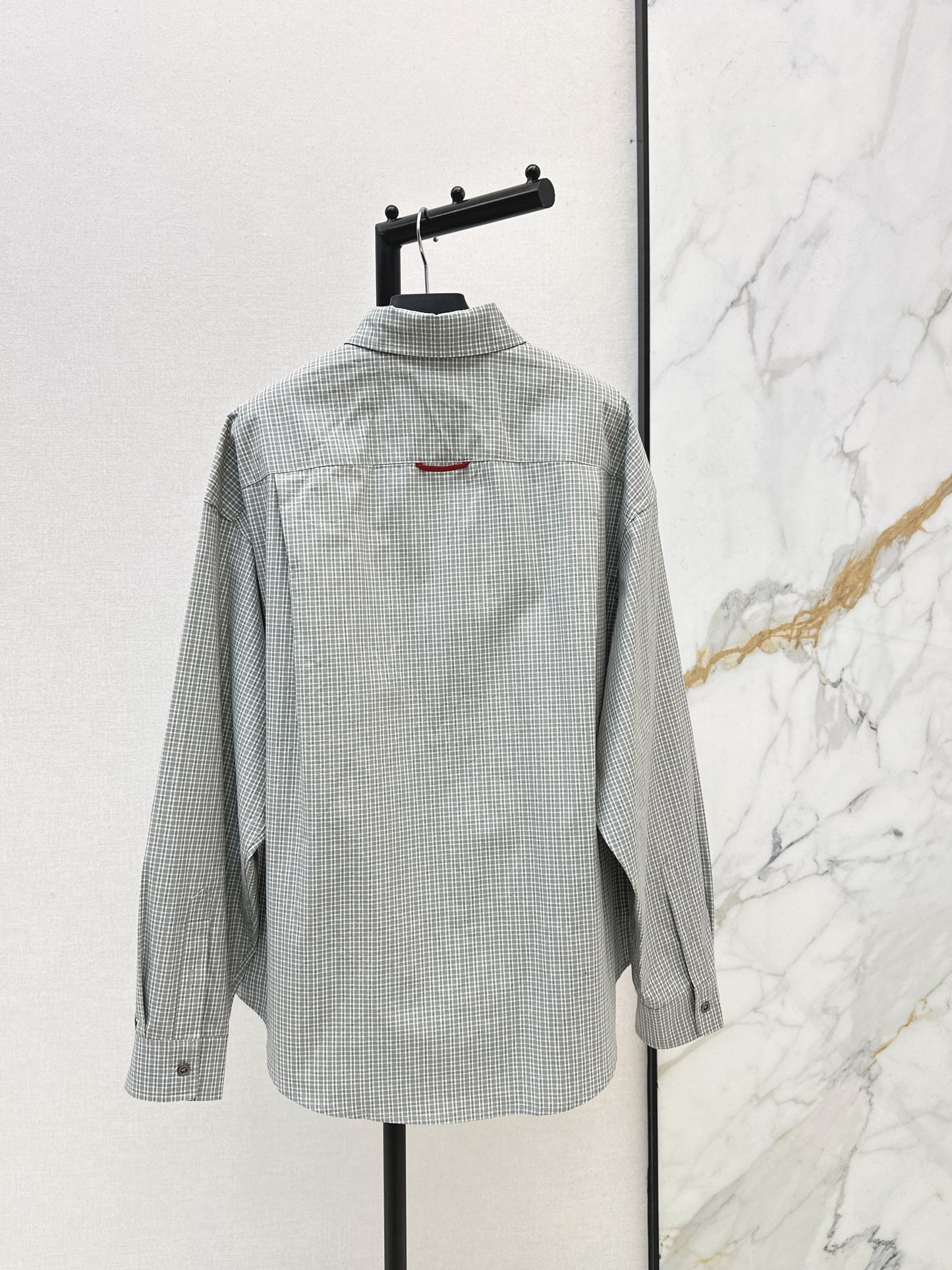 Triangle logo plaid shirt