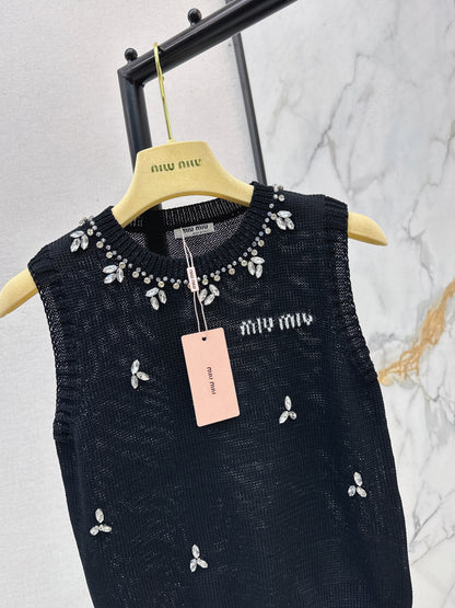 Rhinestone-studded vest
