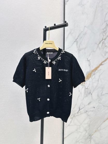 Rhinestone-studded T-shirt