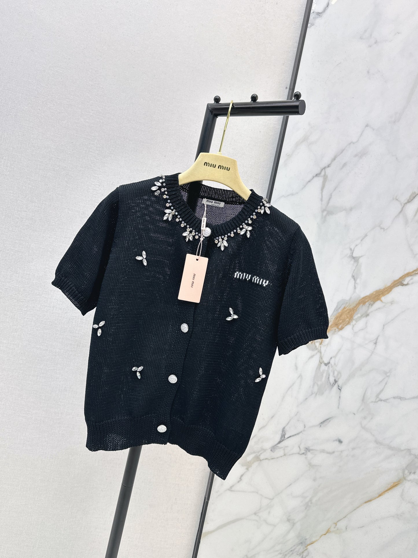 Rhinestone-studded T-shirt