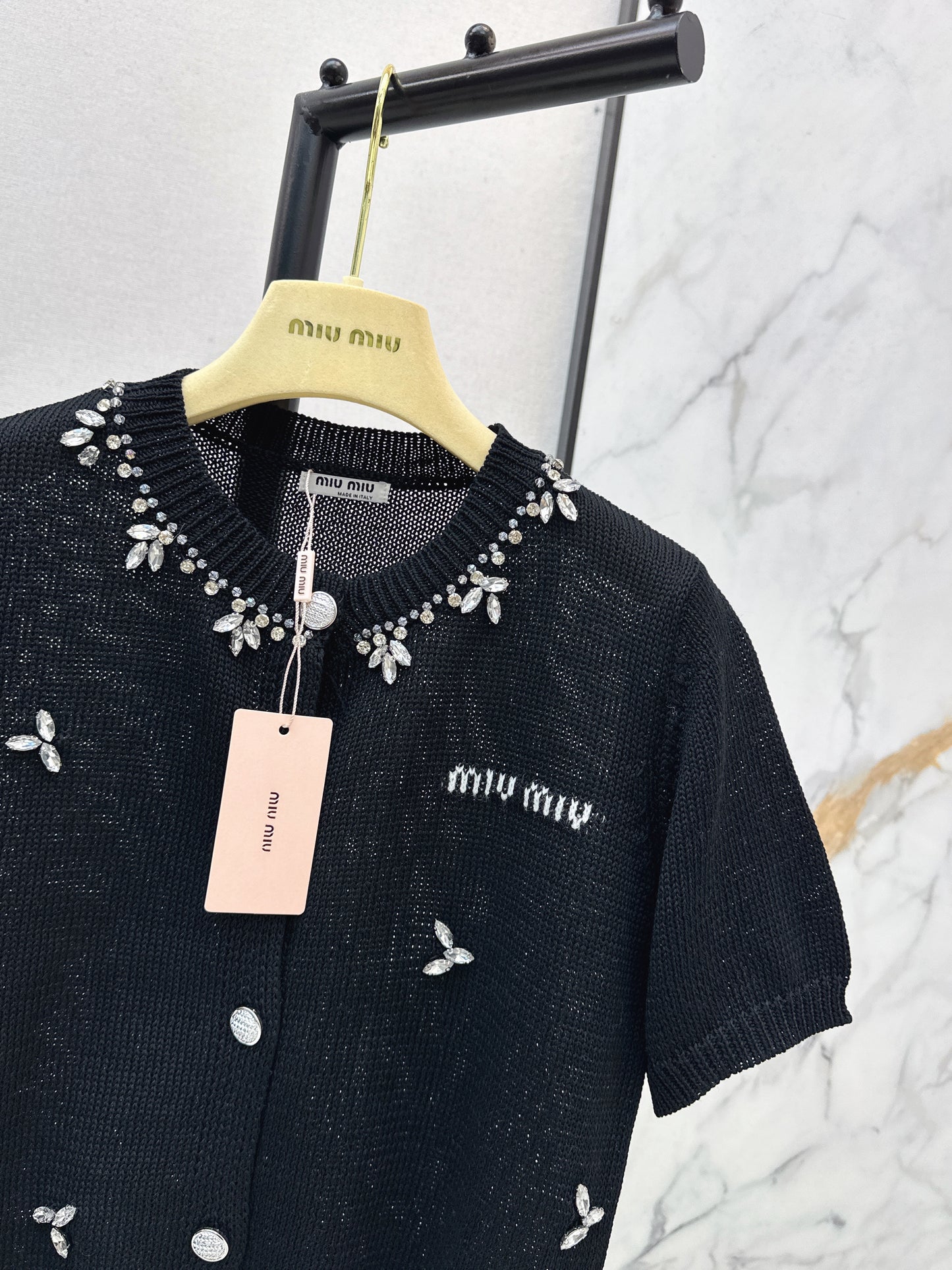 Rhinestone-studded T-shirt